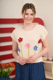 Crochet Floral Short Sleeve Sweater