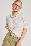 Short Sleeve Striped Cardigan