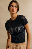 Floral Perforated Seamless Active Short Sleeve Top