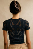 Floral Perforated Seamless Active Short Sleeve Top