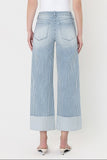 Cropped Wide Leg Cuffed Jeans