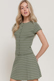 Striped Button Front Knit Top