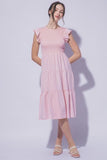 Smocked Ruffle Sleeve Midi Dress