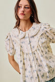 Floral Lace Trimmed Blouse