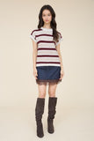 Marled Striped Short Sleeve Sweater