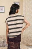 Marled Striped Short Sleeve Sweater