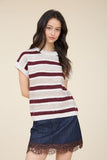 Marled Striped Short Sleeve Sweater