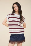 Marled Striped Short Sleeve Sweater