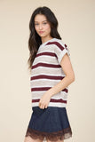 Marled Striped Short Sleeve Sweater