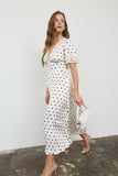 Polka Dot Lace Trim Midi Dress