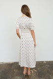 Polka Dot Lace Trim Midi Dress