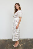 Polka Dot Lace Trim Midi Dress