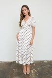 Polka Dot Lace Trim Midi Dress