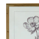 Wood Floral Print with Glass