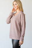 Curvy Waffle Knit V-Neck Top