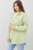 Curvy Checkered Button Up Jacket in Green