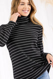 Curvy Striped Turtle Neck Top