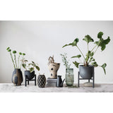 Black Textured Metal Planter with Stand