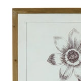 Wood Floral Print with Glass