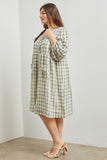 Curvy Cream Plaid Midi Dress