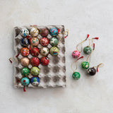Hand-Painted Paper Mache Ball Ornaments - 1" Round