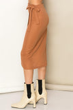 Fall For You Side-Tie Knit Wrap Skirt in Tan