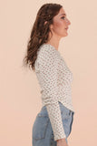 Fitted Floral Casual Knit Top
