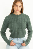 Take Me Out Cable-Knit Cardigan in Green
