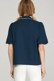Short Sleeve Top with Contrast Piping