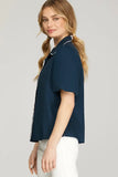 Short Sleeve Top with Contrast Piping