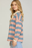 Oversized Striped French Terry Top