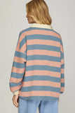 Oversized Striped French Terry Top
