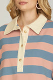 Oversized Striped French Terry Top