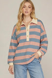 Oversized Striped French Terry Top