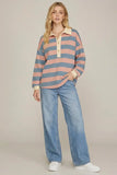 Oversized Striped French Terry Top