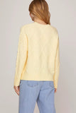 Long Sleeve Diamond Patterned Sweater With Bobble Detail Model Is 5'9.5" An...