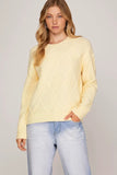 Long Sleeve Diamond Patterned Sweater With Bobble Detail Model Is 5'9.5" An...