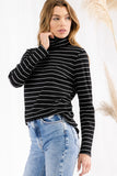 Curvy Striped Turtle Neck Top