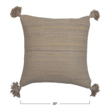 Woven Cotton Pillow With Tassels - 20"