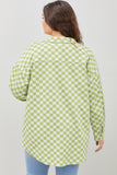 Curvy Checkered Button Up Jacket in Green