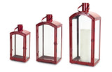 Lantern 15", 19", 25" - Metal/Glass - RED