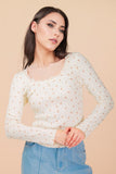 Fitted Floral Casual Knit Top