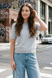 Short Sleeve Striped Sweater