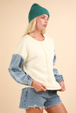 Acid Washed Denim Sleeve Top