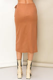 Fall For You Side-Tie Knit Wrap Skirt in Tan