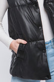 Faux Leather Sleeveless Jacket