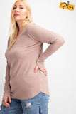 Curvy Casual Relaxed Fit Ribbed Top