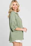 Curvy Gauze Button Down Top