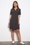 Grey Crepe Woven Shirt Dress