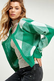 Open Front Argyle Cardigan in Green